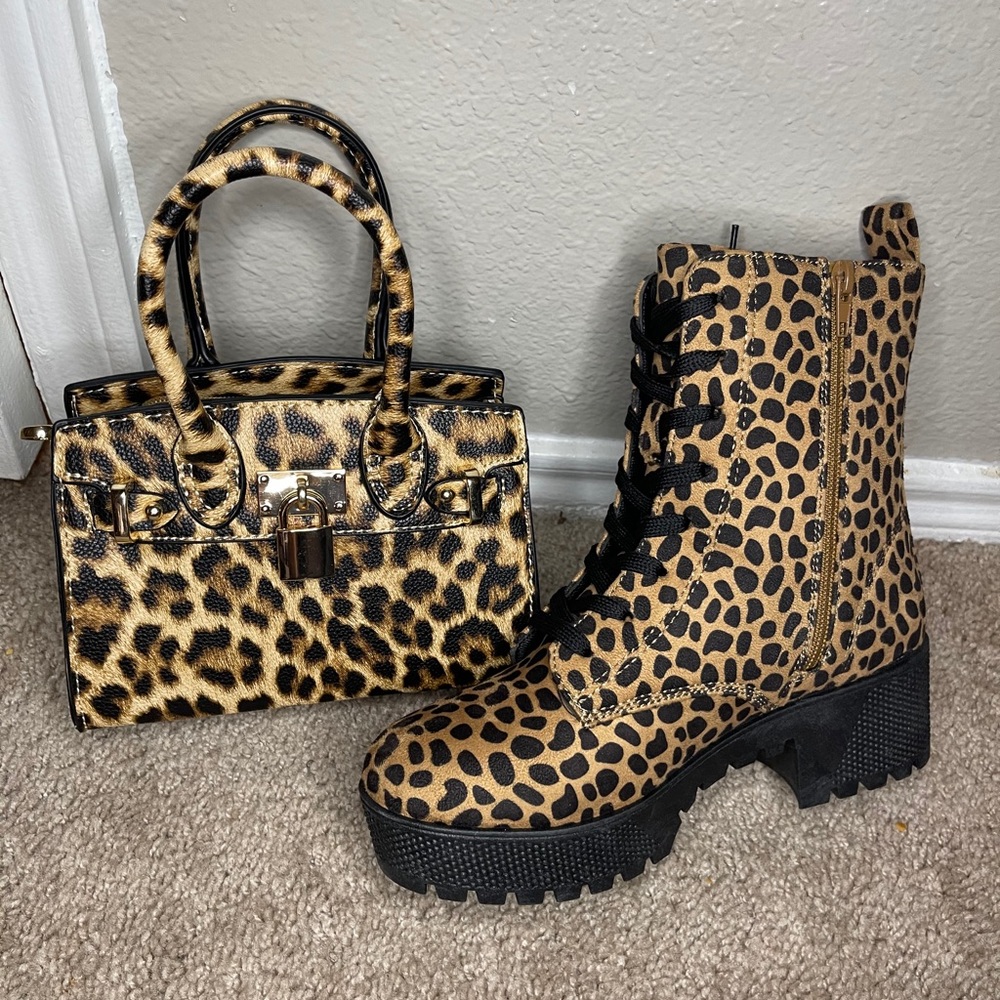 Cheetah boots and purse